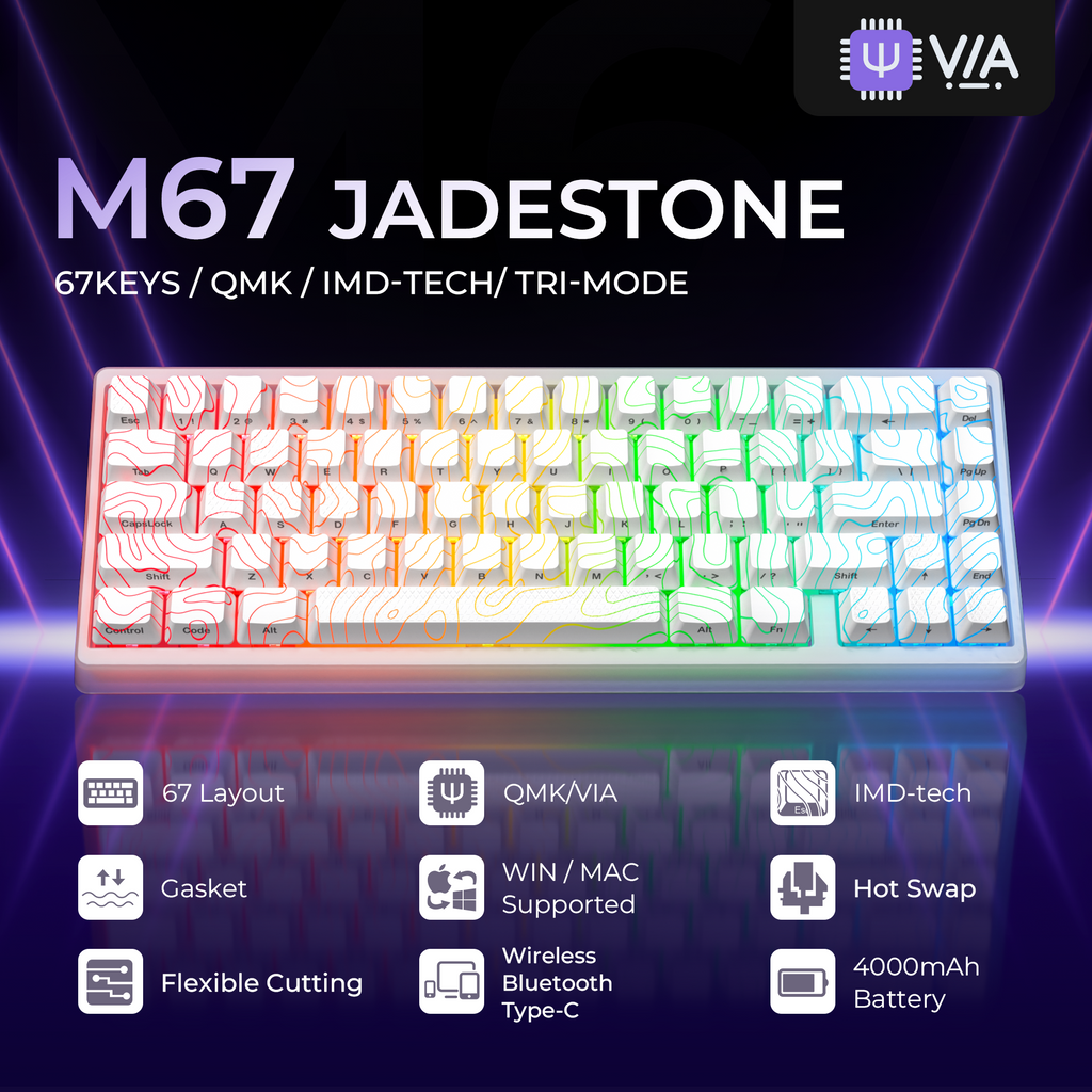 XVX M67 JadeStone Mechanical Keyboard With IMD-Tech Keycaps (Stellar W ...